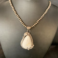 Men's White Buffalo Turquoise Pendant Beads Necklace | Sterling Silver | Authentic Native American Handmade | 19306