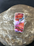 Blue Turquoise Spiny Oyster Southwestern Ring Size 8 | Sterling Silver | Authentic Native American Handmade | 18486