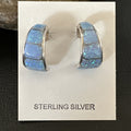 Blue Faux Opal Stud Inlay Navajo Earrings | Sterling Silver | Authentic Native American Handmade | 19261