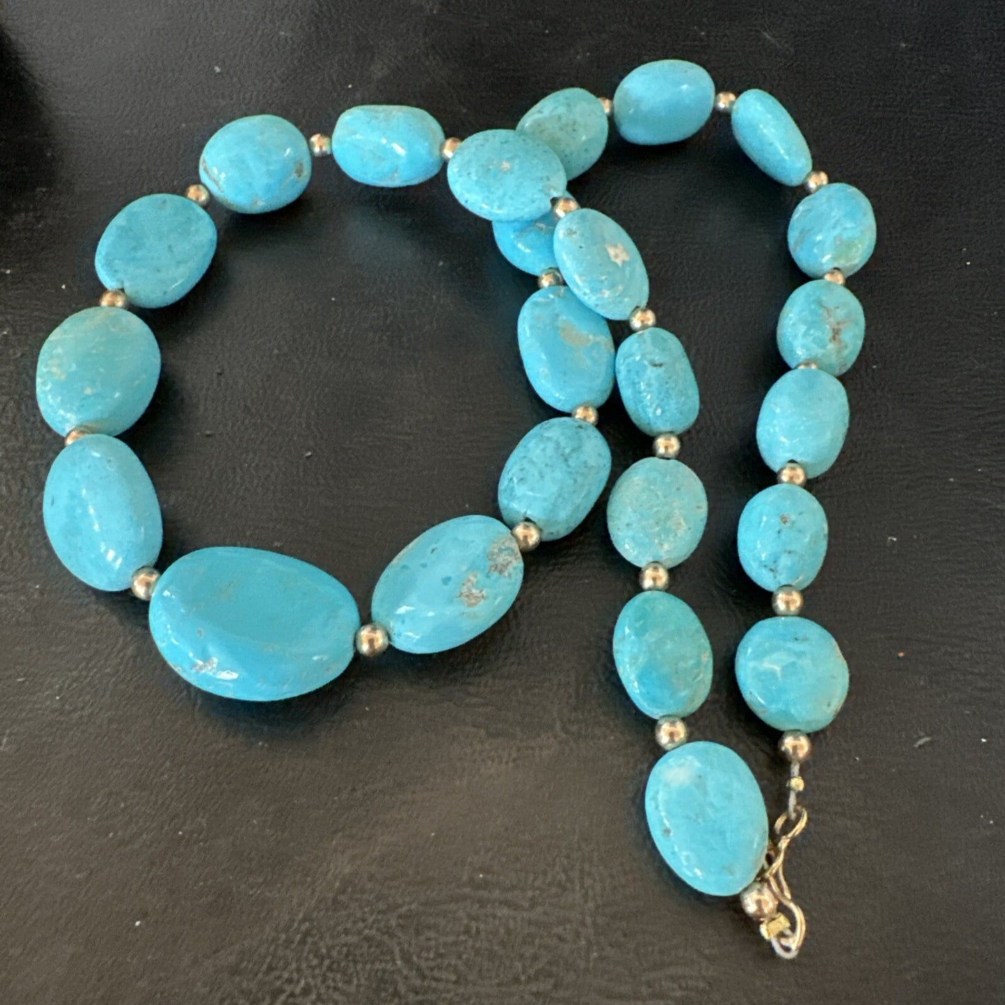Authentic Gold filled Blue Sleeping Beauty Turquoise Navajo Necklace 20” 18607
