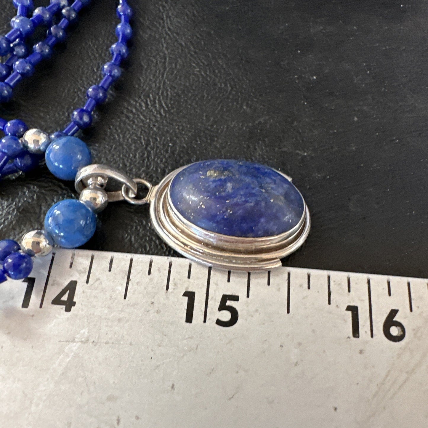 Sterling Silver Navajo Blue Lapis Mens Pendant Necklace Earrings 22” 15539