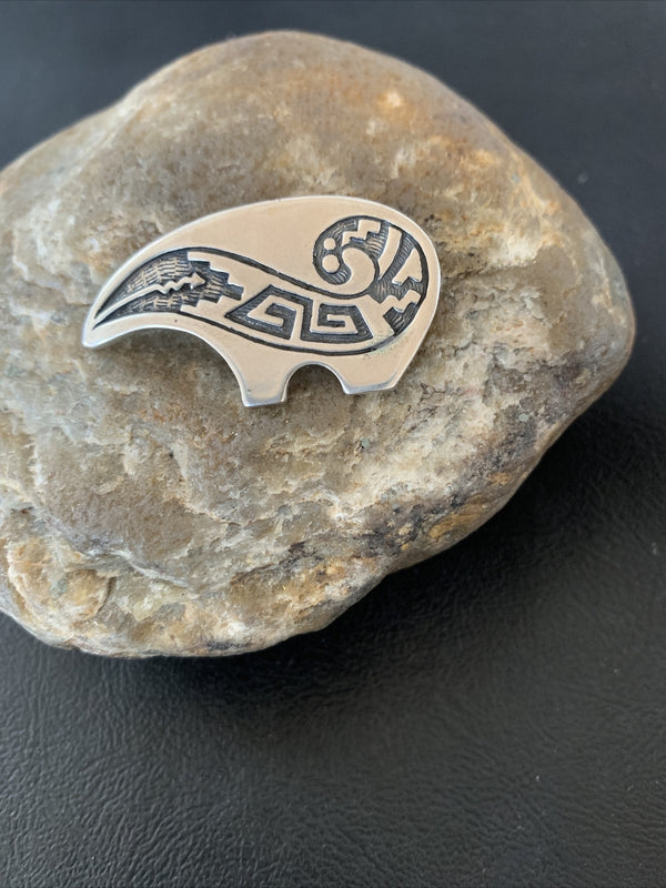 Bear Southwestern Hopi Pendant | Sterling Silver | Authentic Native American Handmade | 01462