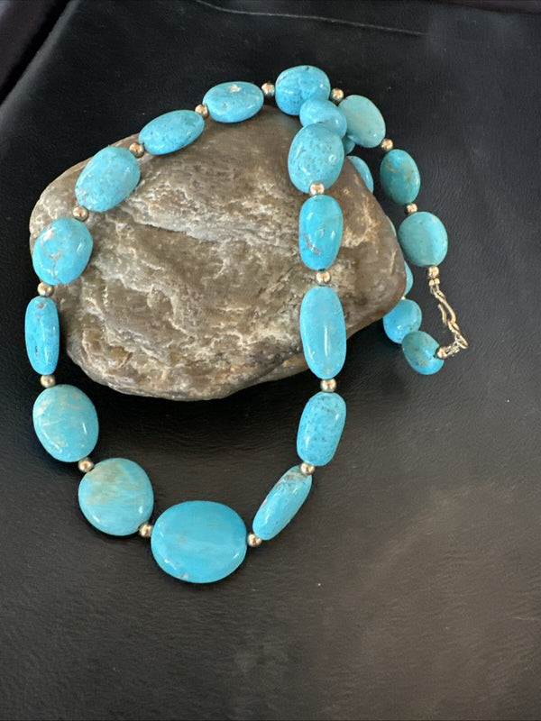 Authentic Gold filled Blue Sleeping Beauty Turquoise Navajo Necklace 20" | Authentic Native American Handmade | 18607