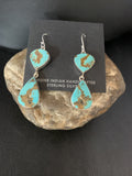 Blue Kingman Turquoise Navajo Dangle Earrings | Sterling Silver | Authentic Native American Handmade | 14075
