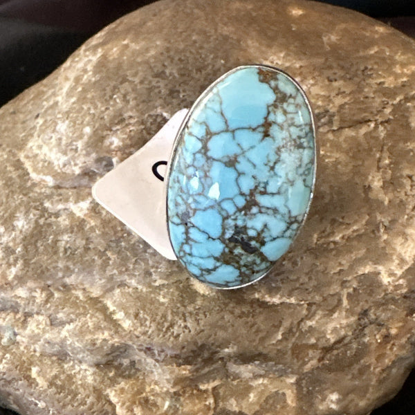 Blue Turquoise#8 Southwestern Ring Size 5 | Sterling Silver | Authentic Native American Handmade | 19728