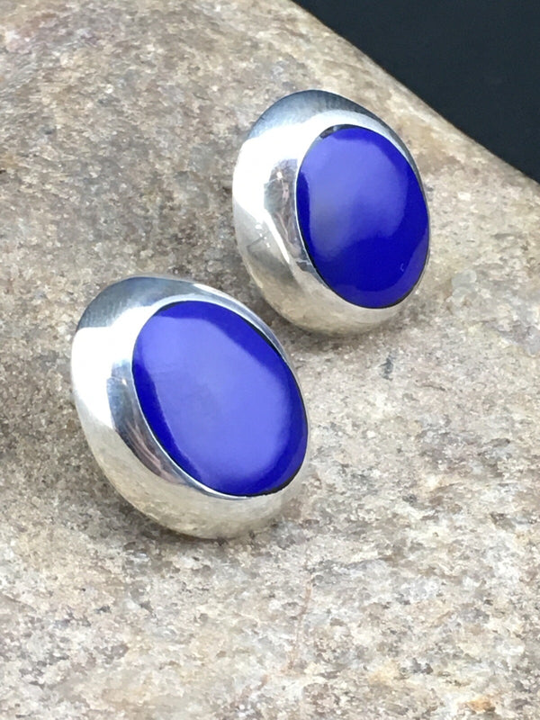 Blue Lapis Navajo Earrings | Sterling Silver | Authentic Native American Handmade | 1999