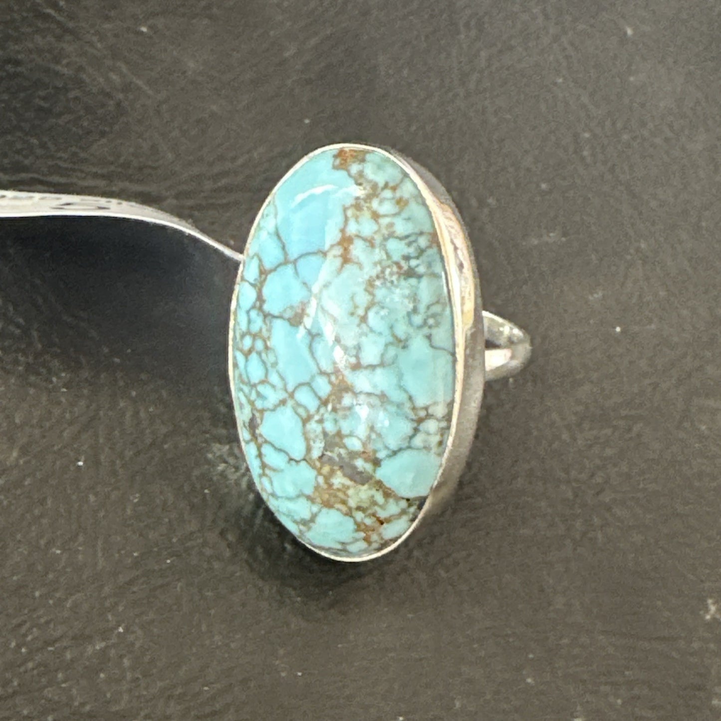 Blue Turquoise#8 Southwestern Sterling Silver Ring Size 5 19728