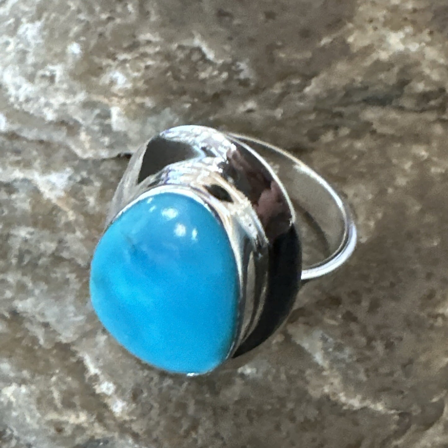 Southwestern Sterling Silver Blue Kingman Turquoise Ring Size 7 18508