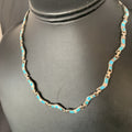 Blue Kingman Necklace Turquoise Opal Inlay Pendant 16" | Sterling Silver | Authentic Native American Handmade | 13590