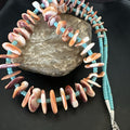Orange Spiny Oyster Blue Turquoise 26� Navajo Necklace | Sterling Silver | Authentic Native American Handmade | 17949