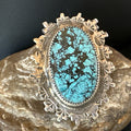Blue Spiderweb Turquoise Navajo Ring Size 5.5 | Sterling Silver | Authentic Native American Handmade | 19108