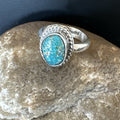 Women's Blue Sonoran Turquoise Navajo Ring Size 8.5 | Sterling Silver | Authentic Native American Handmade | 18002