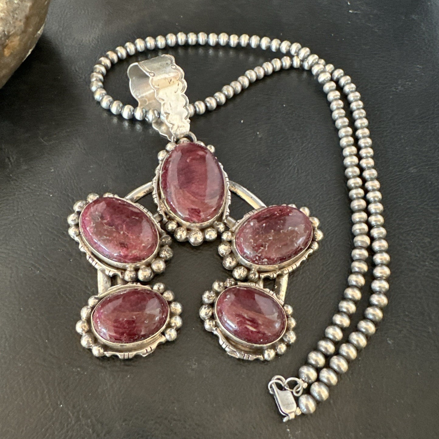 Navajo Purple Spiny Oyster Pendant Necklace Naja Sterling Silver 20" 19029