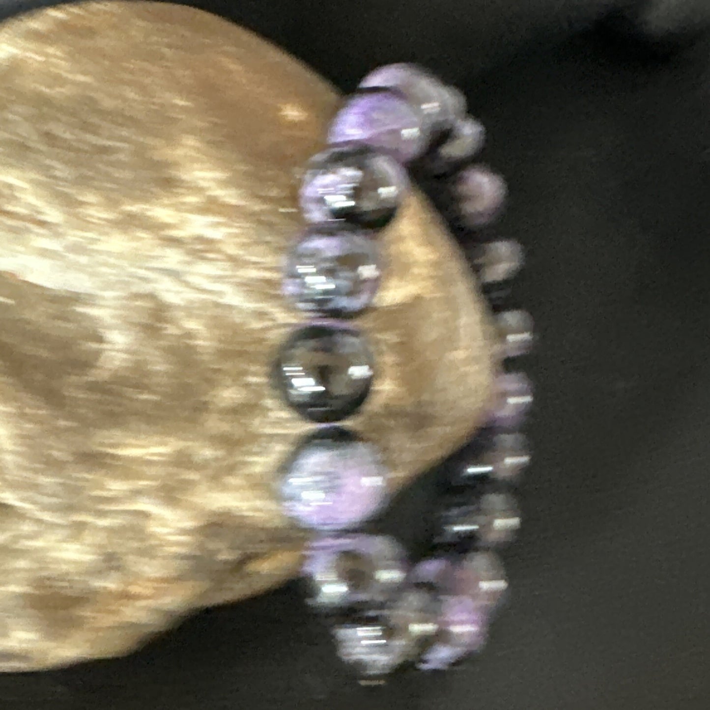 Purple Stone 10mm Stretch Bead Bracelet Navajo Sterling Silver 15239