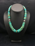 Turquoise Graduated Navajo Necklace 18" | Sterling Silver | Authentic Native American Handmade | 4047