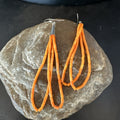 Orange Beads 2 Strands Heishi Liquid Dangle Earrings 3" | Sterling Silver | Authentic Native American Handmade | 19040
