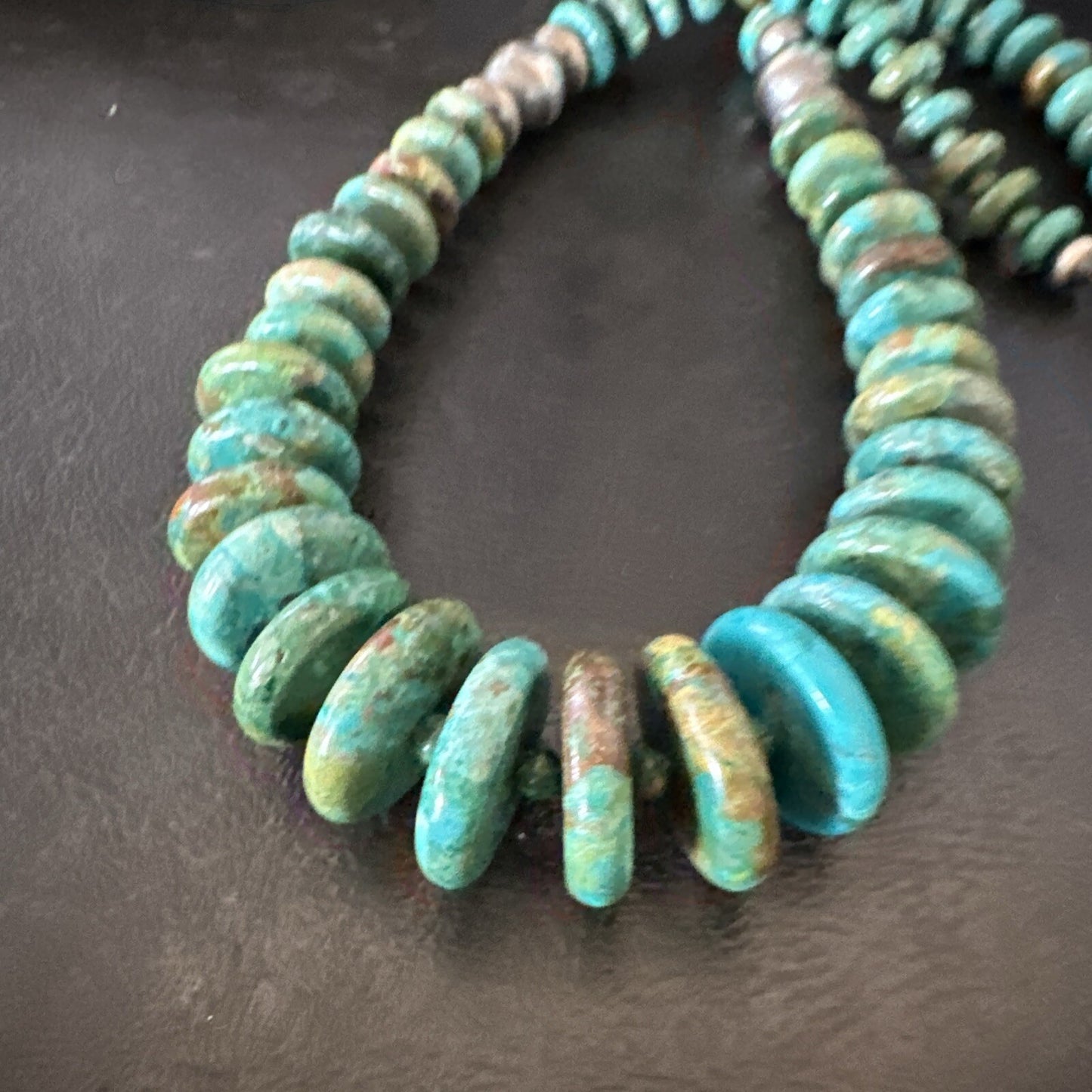 Navajo Graduated Turquoise Sterling Silver Necklace 19” 18421