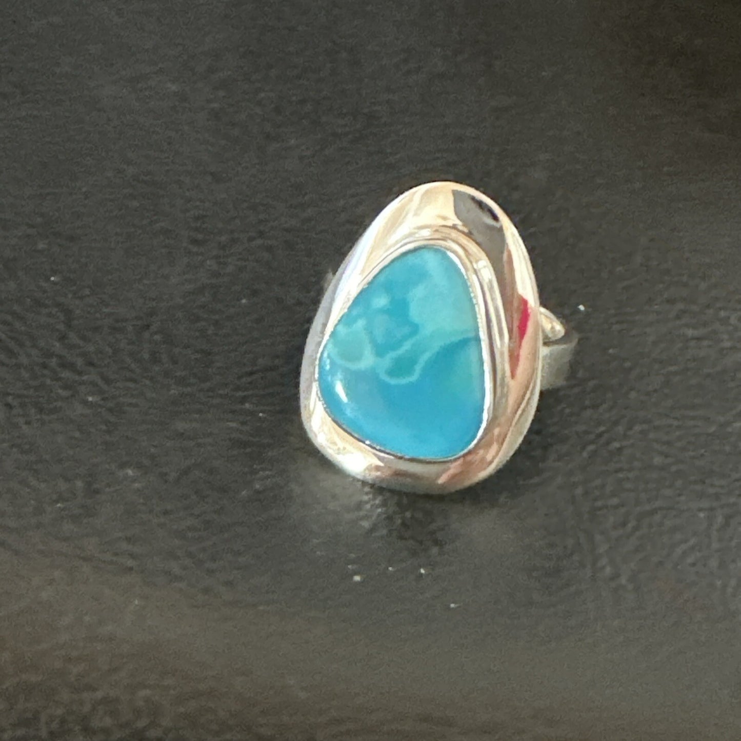 Southwestern Sterling Silver Blue Kingman Turquoise Ring Size 7 18507
