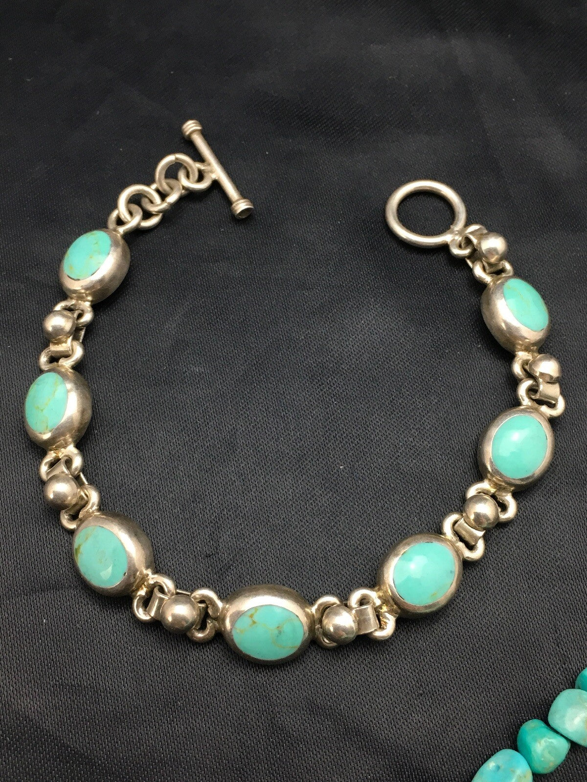 Native Turquoise Nugget Sterling Silver Necklace Earring & Bracelet 3145