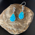 Women's Blue Kingman Turquoise Navajo Earrings | Sterling Silver | Authentic Native American Handmade | 12034