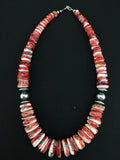 Spiny Oyster Graduated Navajo Necklace 21" | Sterling Silver | Authentic Native American Handmade | 04719