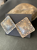 Women's Navajo Stamped Handmade Earrings L | Sterling Silver | Authentic Native American Handmade