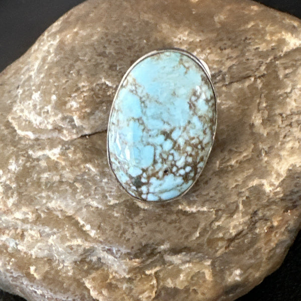 Blue Turquoise#8 Southwestern Ring Size 5 | Sterling Silver | Authentic Native American Handmade | 19729