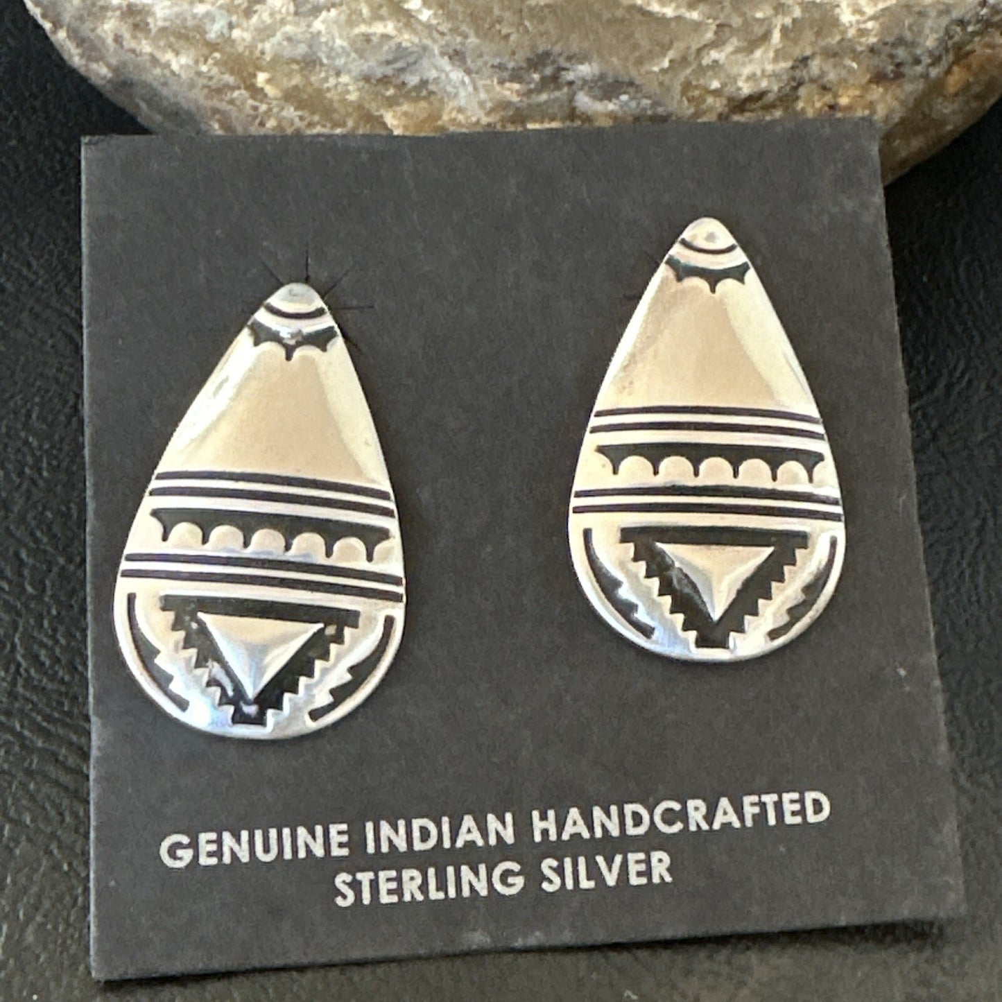 Old Pawn Navajo Stamped Sterling Silver Stamped Handmade Earrings 18174