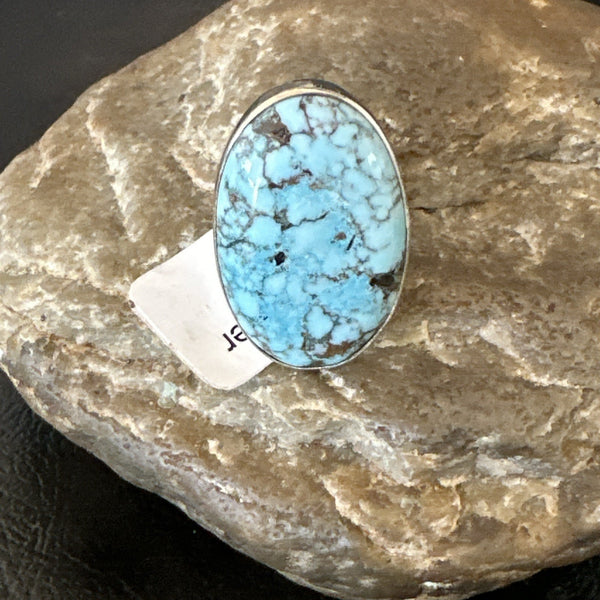 Blue Turquoise#8 Southwestern Ring Size 5 | Sterling Silver | Authentic Native American Handmade | 19730