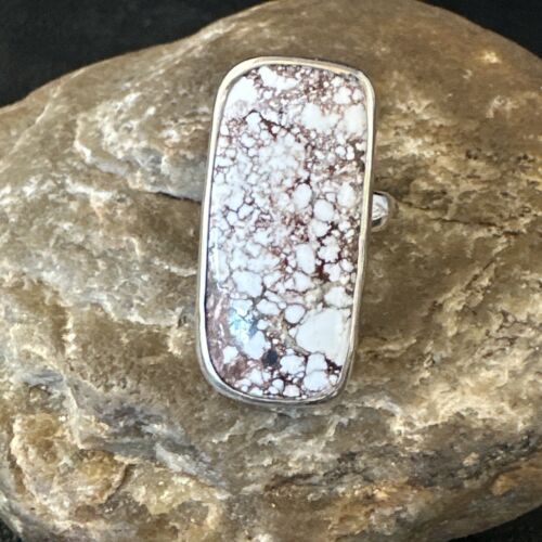 Navajo Wild Horse Turquoise Ring | Sterling Silver | Sz 7 Adjustable | Authentic Native American Handmade | 15544