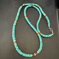 Navajo Blue Turquoise Spiny Oyster Necklace | Sterling Silver | 31" | Authentic Native American Handmade | 17487