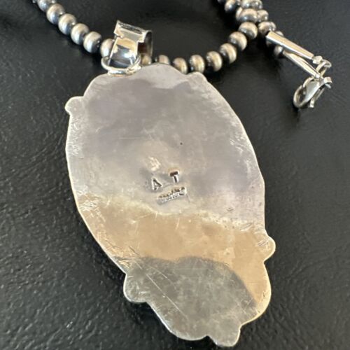 Navajo Purple Spiny Oyster Pendant Necklace | Sterling Silver | Authentic Native American Handmade | 15621
