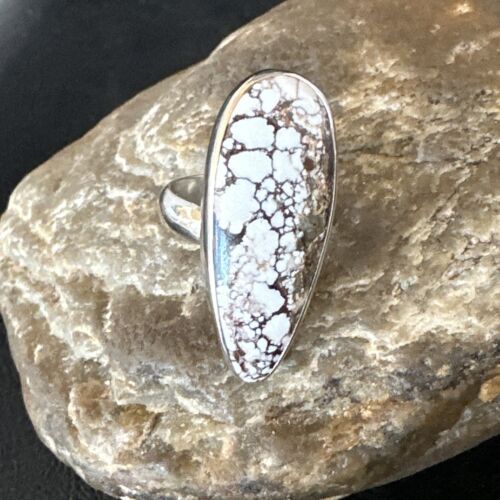 Navajo Wild Horse Turquoise Ring | Sterling Silver | Sz 8 Adjustable | Authentic Native American Handmade | 15554