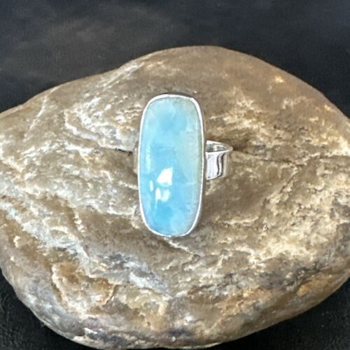 Navajo Blue Larimar Ring | Sterling Silver | Sz 7 | Authentic Native American Handmade | 17662