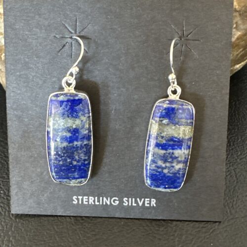 Blue Denim Lapis Dangle Earrings | Sterling Silver | 1" | 15804