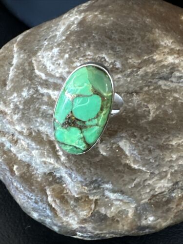 Southwestern Navajo Green Mojave Turquoise Ring | Sterling Silver | Sz 6 | 15598