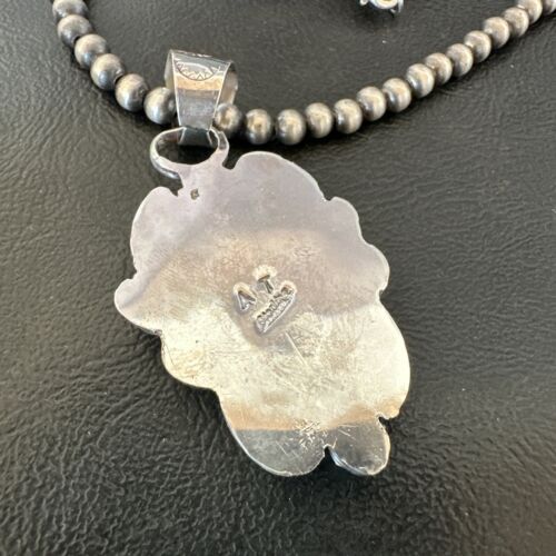 Navajo Spiny Oyster Heart Turquoise Pendant Necklace | Sterling Silver | Authentic Native American Handmade | 16456