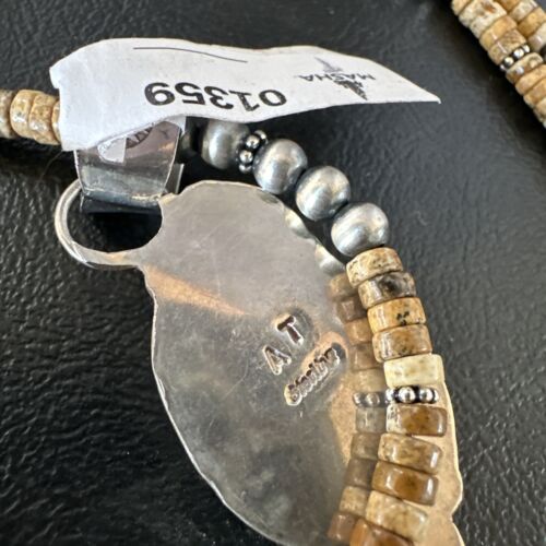 Navajo Bumblebee Jasper Pendant Necklace | Sterling Silver | Authentic Native American Handmade | 01359