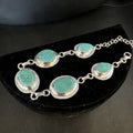 Navajo Blue Turquoise Link Bracelet | Sterling Silver | 8" | Authentic Native American Handmade | 15478