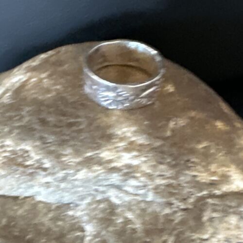 Navajo Stamped Sterling Silver Wide Band Pinky Ring | Sz 4.5 | Authentic Native American Handmade | 15297