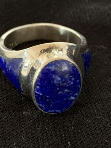 Navajo Blue Lapis Lazuli Inlay Ring | Sterling Silver | Sz 11 | Authentic Native American Handmade | 1457