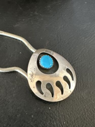 Bearpaw Kingman Turquoise Keyring | Navajo Sterling Silver | Authentic Native American Handmade | 14875