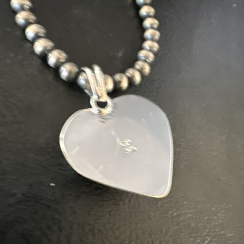 Navajo Orange Heart Spiny Oyster Pendant | Sterling Silver Necklace | Authentic Native American Handmade | 15014