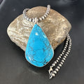 Men's Navajo Blue Spiderweb Turquoise Pendant Necklace | Sterling Silver | Authentic Native American Handmade | 16207