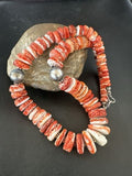 Navajo Red Spiny Oyster Graduated Necklace | Sterling Silver | Authentic Native American | 30" | 17405