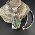 Navajo Blue Spiderweb Turquoise Pendant Necklace | Sterling Silver | Native American Handmade | 15098