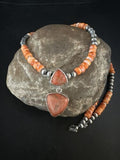 Women's Navajo | Sterling Silver | Orange Spiny Oyster Pendant Necklace | Multi-Stone | 14848