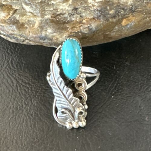 Navajo Blue Turquoise Ring | Sterling Silver | Sz 5.5 | Authentic Native American Handmade | 15404