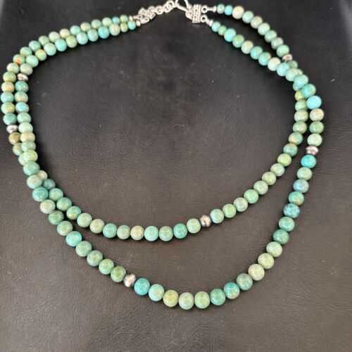 Royston Green Turquoise Necklace | Southwestern Sterling Silver | 22" | 17536