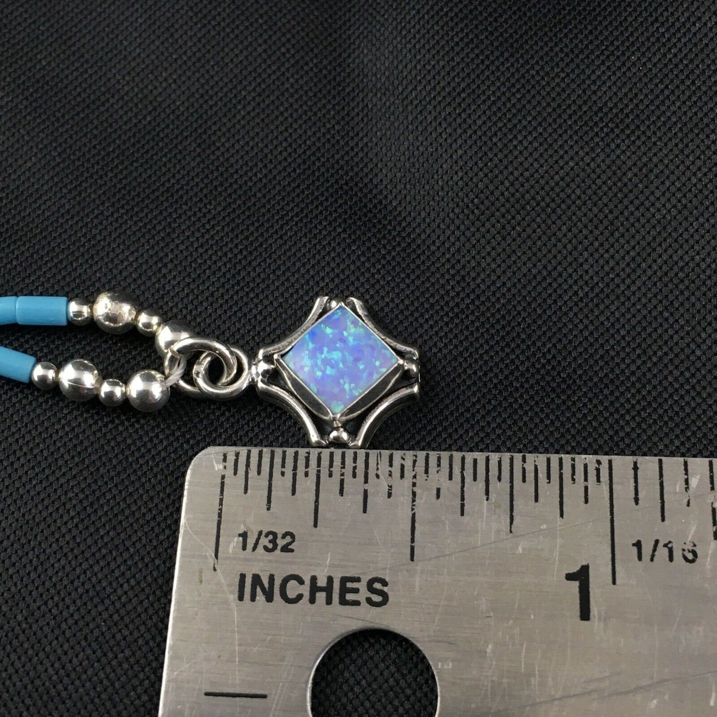 Children's Turquoise Beads Necklace with Opal Pendant Necklace | Sterling Silver | 18" | 10128 - Masha USA